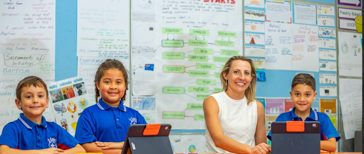 Teacher with students